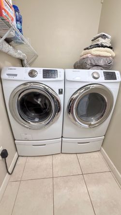 Samsung Front Load Washer & Dryer Set with Pedestals – MUST GO! Moving Sale – $350
