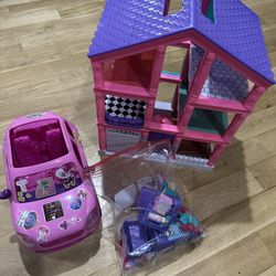 Playhouse With Furniture & Doll Car 