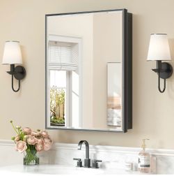 TODAY'S SPECIAL! $65: 24"'x 30" Black Medicine Cabinet with Mirror Recessed or Surface Mount