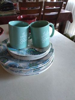 Plate set blue/turquoise