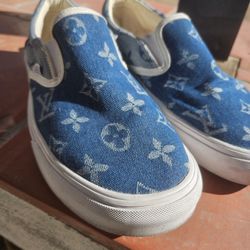 Vans Louis Vuitton Denim Mens Size 10.5 Slip On Shoes 