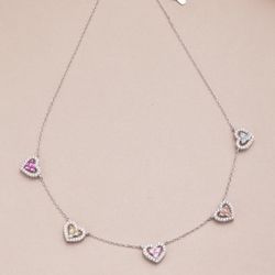 Brand New Silver 925 Necklace Size 16”-17.5” Adjustable CZS