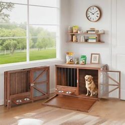 Wood Indoor/Outdoor Crate for Any Pet Large (41 - 65 lbs.) Dog ( 2.4-ft L x 3.6-ft W x 2.5-ft H )