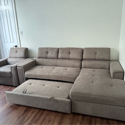 Sofabed with swivel chair, used but like new