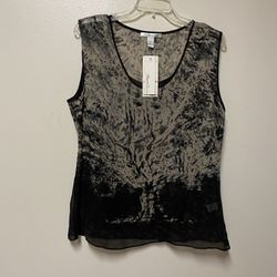 Women’s KENNETH COLE 100% Silk Sleeveless Blouse With Detachable Cami… Size 10