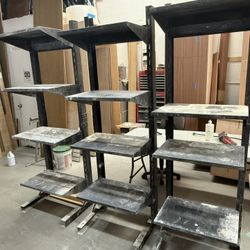 3 Metal Racks With Adjustable Shelves