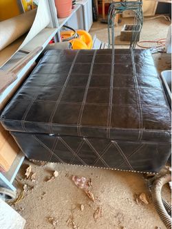 Dark Brown Tufted Storage Ottoman