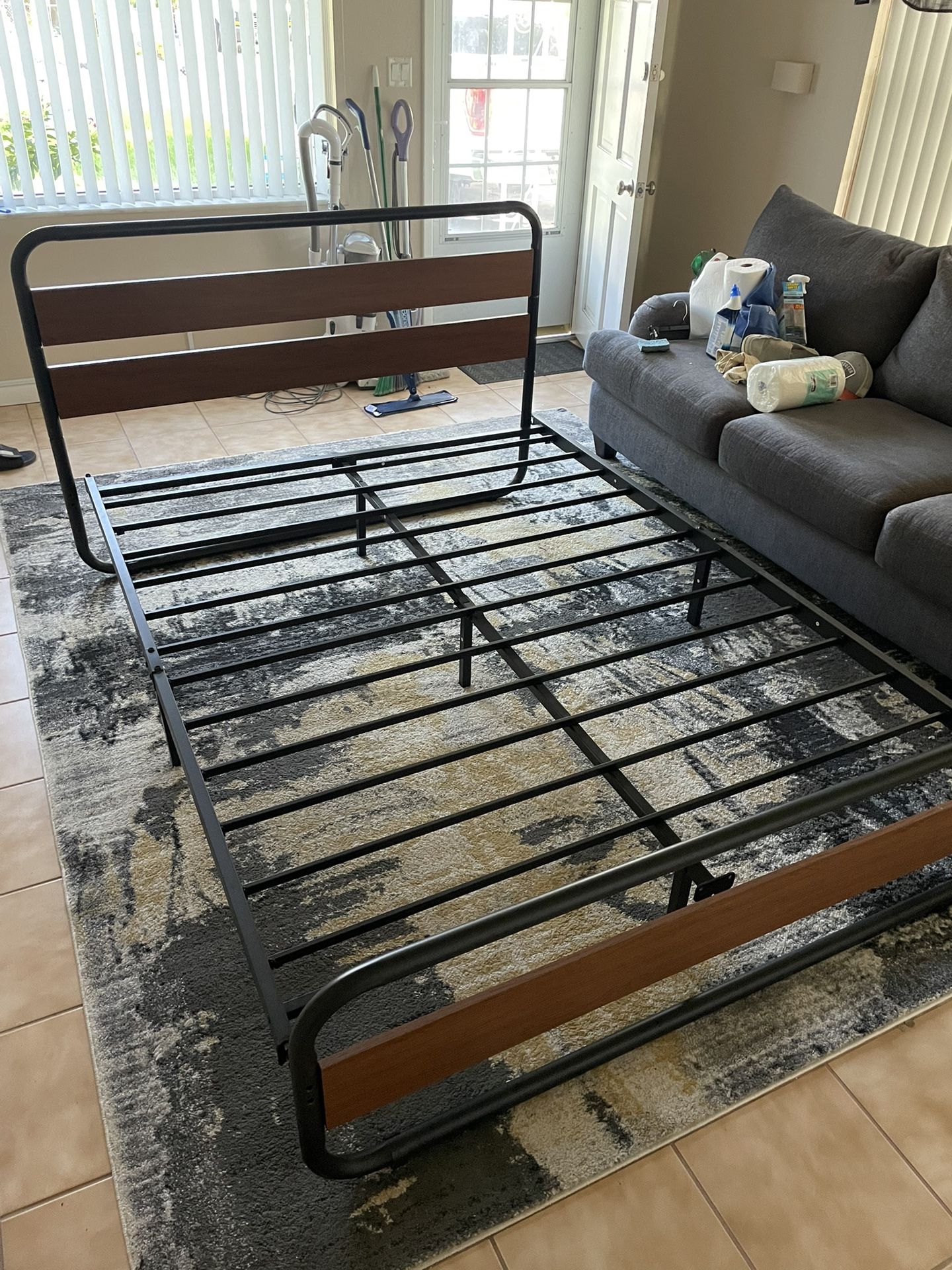 Queen Size Industrial-Style Bed Frame