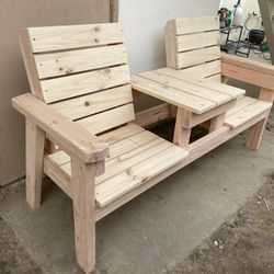Handcrafted Double Bench With Table