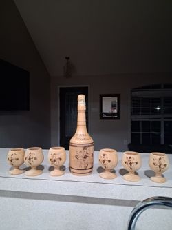 Wooden Bottle with a cup set