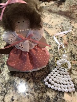 Custom Made Wooden Girl and Angle Ornament