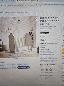 Upholstered Convertible Metal Crib