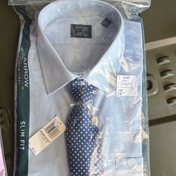 Arrow USA 1851 Slim Fit Wrinkle Free Light Blue 17 1/2” 34/35 XL