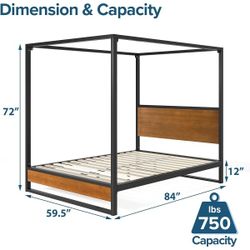 New ZINUS Suzanne Bamboo and Metal Canopy Queen Platform Bed Frame