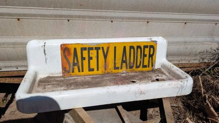 vintage safety ladder sign metal man cave nautical docks garage decoration