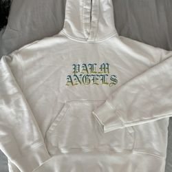 Palm Angels White Gothic Logo Hoodie