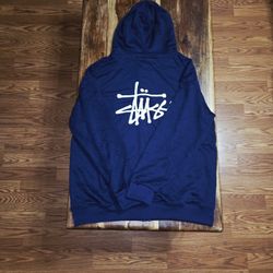 Stussy Men's Blue/White Zip-up Hoodie