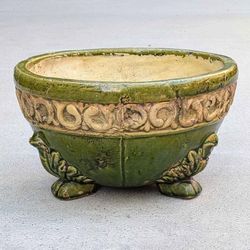 Vintage Jardiniere McCoy style indoor or outdoor glazed clay ornamental decorative planter pot