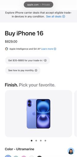 iPhone 16 plus 128GB Color - Ultramarine