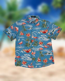 SSLR Blue Hawaiian Floral Button-Up Shirt Men’s Size Small Short Sleeve
