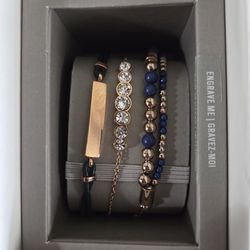 FOSSIL Navy Steel Bracelets Gift Set 3