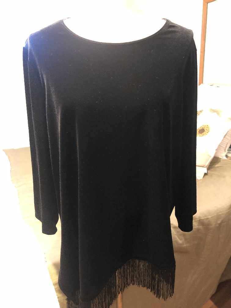 Black Fringed Velour