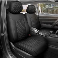 Prestige Edition Faux Leather Seat Covers for Cars, Trucks, & SUV – 2 Black Car Seat Covers for Front Seats - Universal Fit Car Accessories Automotive
