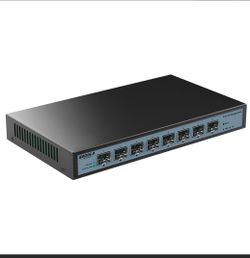 SODOLA 8 Port 10Gb Switch, L3 Managed, 8x10G SFP+ Ports Fanless, Supports Link Aggregation/QoS/VLAN/IGMP, Wall Mounted,10Gb SFP Network Switch（SFP Tra