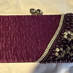 Purple With Rhinestones Clutch Purse