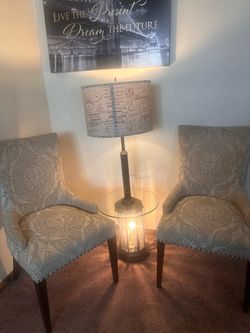 Pier 1 import chairs with lamp