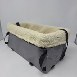 Pet Car Seat for Small Dogs & Cats, Soft Cushion with Double Seat Belts, Metal Frame with Safety Leash & Storage Pocket, Gray