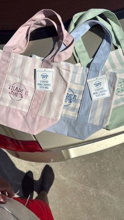 Striped mini canvas tote bag Trader Joe’s