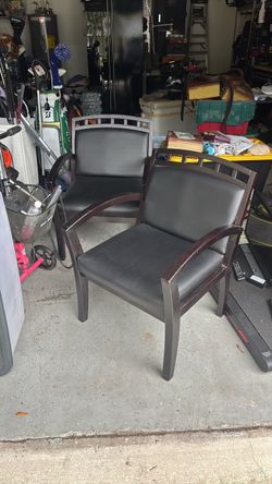 Black Leather Guest Chairs Set of 2