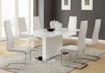 Brand New 7 Piece Glossy White Dining Set