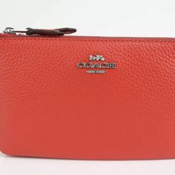 Coach Double Corner Zip Wristlet - Bright Poppy