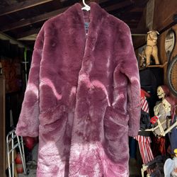 ABERCROMBIE & Fitch burgundy red shearling coat cozy NEW S retro faux fur vegan