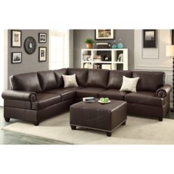 Brown Sectional Sofa - Ottoman Sold Separately 