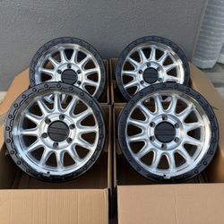17” INCH RACELINE ALPHA MACHINED CLEAR POLISHED BLACK BEADLOCK RING STYLE WHEELS/RIMS OFF ROAD 