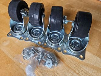 New 2.5" Black Soft Rubber Wheel General-Duty Swivel Plate Caster