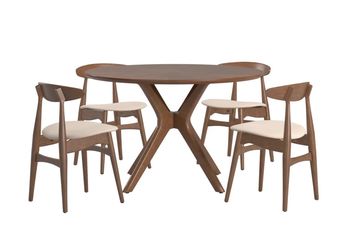 Mid-Century Round Dining Table and 4 Chairs