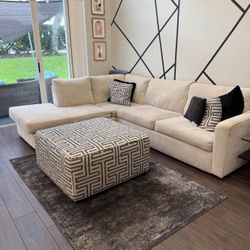 Sofa With Accent Ottoman And 2x Cushions