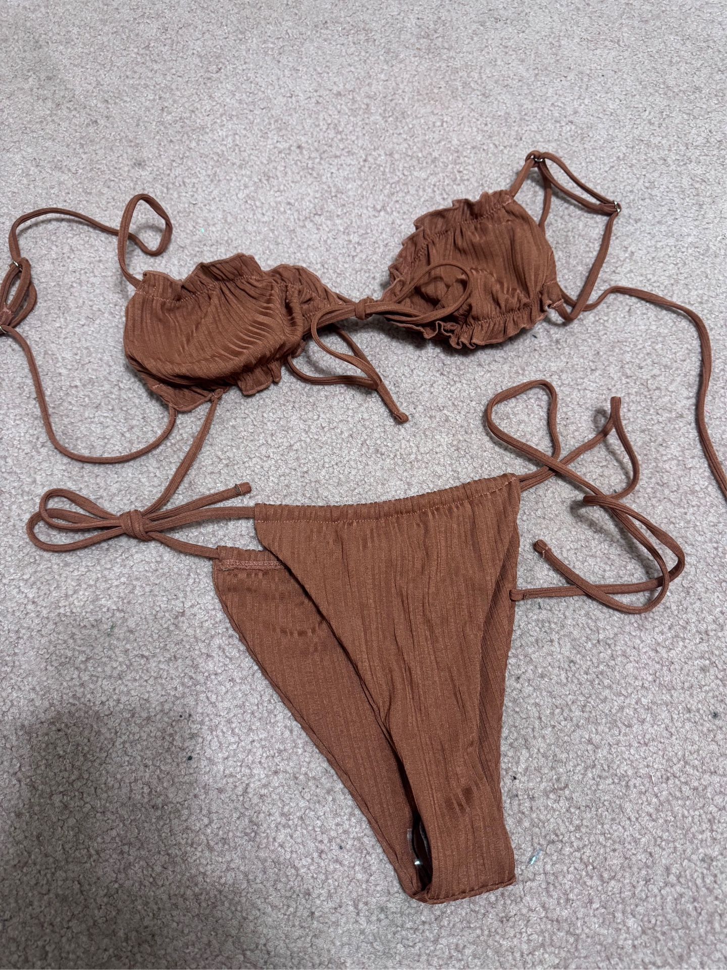 New Small Brown Bikini Boho Festival Swimsuit Outfit