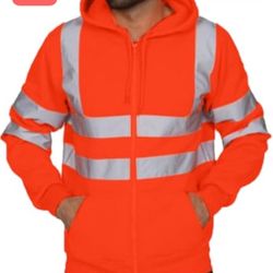 xl size Men's High-Visibility Reflective Safety Hooded Sweatshirt with Hood for Outdoor Workwear(pls Choose color)
