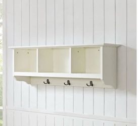 Storage Wall Shelf, with Coat Rack Hooks