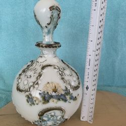 Antique Milk Glass Decanter With Stopper  