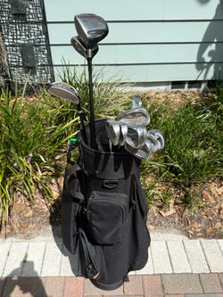 Left handed men’s golf club set. Complete set with golf bag