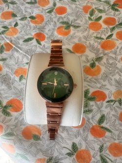 Rose Gold Watch with Green Marble Dial
