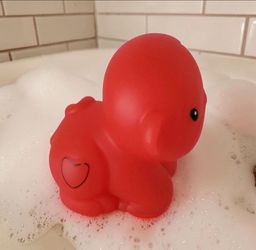 INFANTINO 3" Red Rubber Baby MONKEY Teether & Bath Toy Durable Safe Materials. 
This is an Infantino red rubber baby monkey teether and bath toy, appr