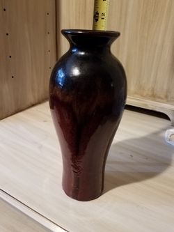 vase; red, gold, brown-$8