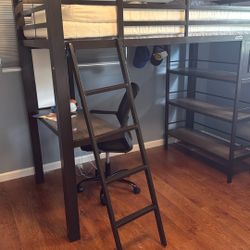 Free Bunk Bed With Desk And Shelves And Mattress 